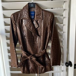 Beautiful faux dark brown leather jacket from DonCaster Collection